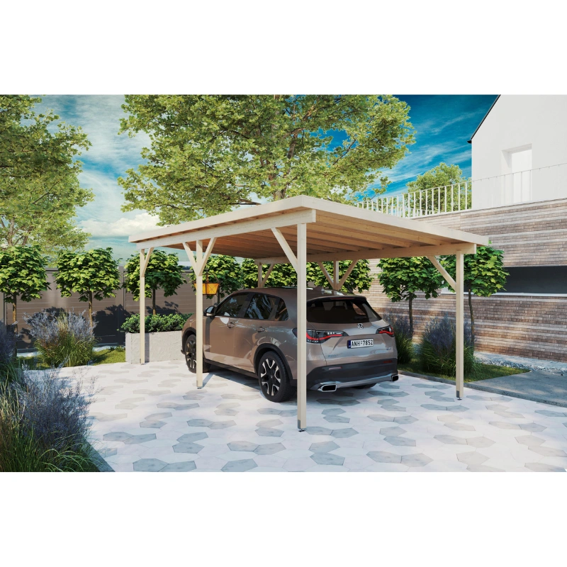 Puidust autovarjualune Carport Eco Single kaldkatusega - Javicar Puidust autovarjualune Carport Eco Single kaldkatusega - Javicar