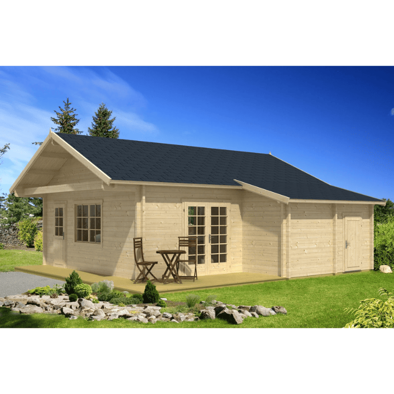 Suvemaja lofti ja kuuriga Dakota 41.45+16.70 m² 70 mm naturaalne Insel Woodhouse - Javicar Suvemaja lofti ja kuuriga Dakota 41.45+16.70 m² 70 mm naturaalne Insel Woodhouse - Javicar